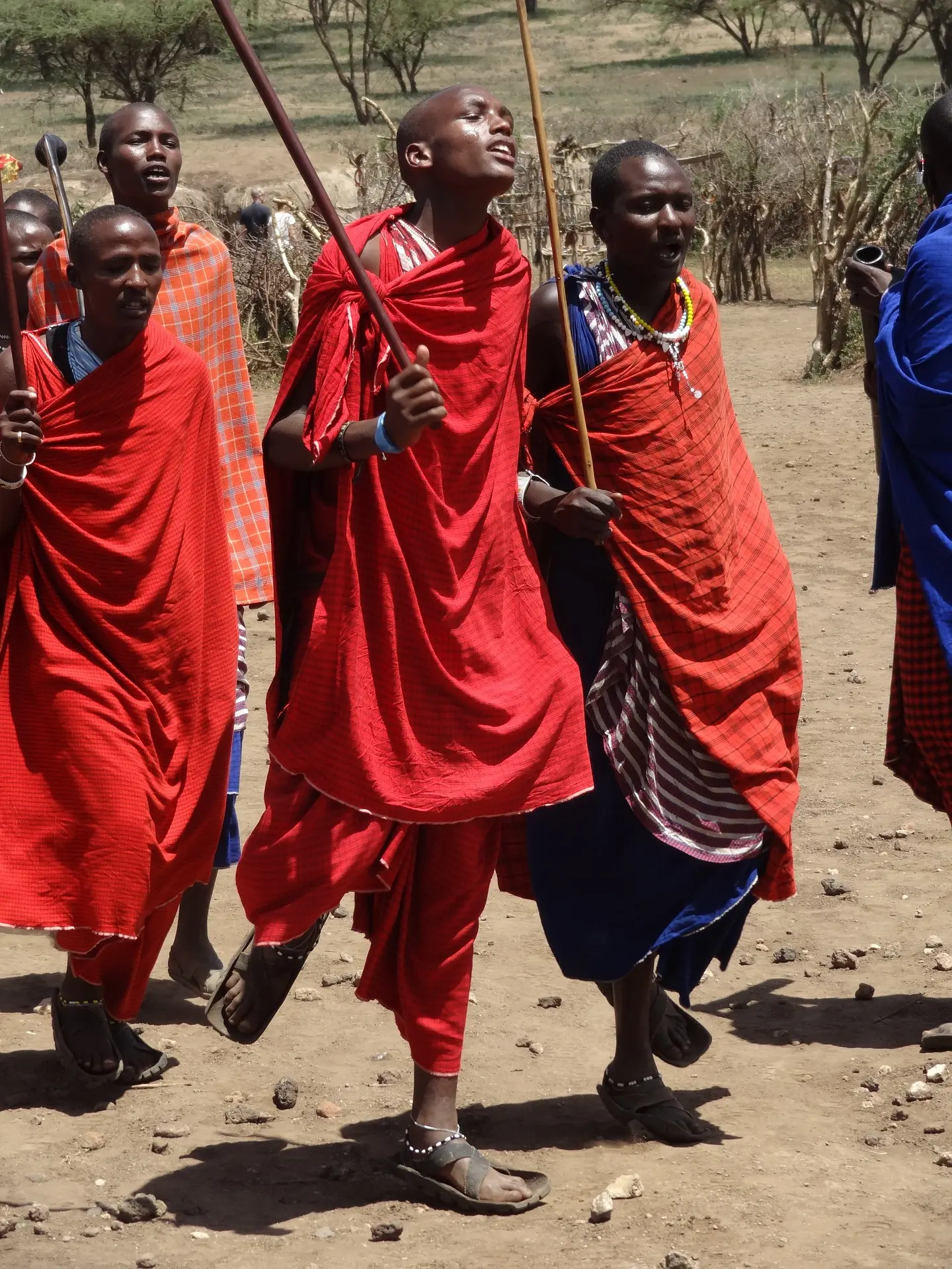 Maasai welcoming tourists